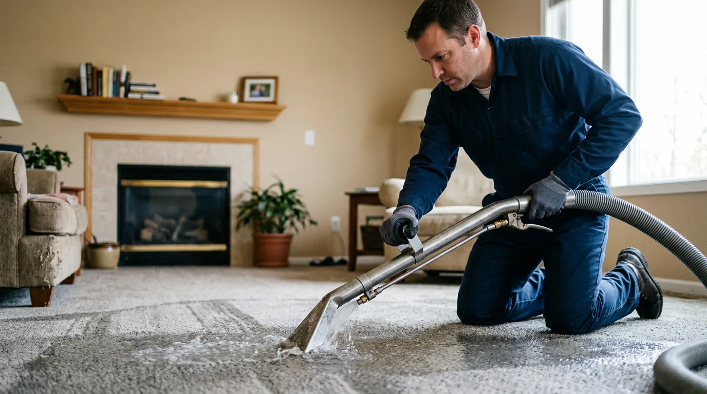 Water damage restoration technician working near Lisbon, NY